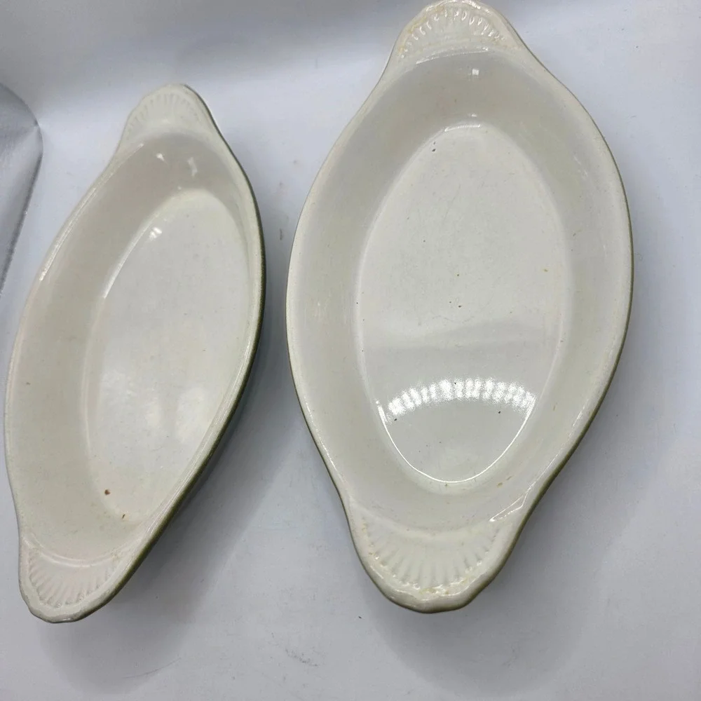 Vintage Brandware OAG-12-WG 12 Oz Oval Au Gratin Baking Dishes Green Pair